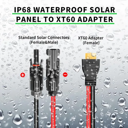 Miniatura 4 de Ansoufien Cable Conector de Panel Solar a Conector XT60 de 1 pie, Cable de Extensión de Carga Solar de 10 AWG Solar a XT60 XT60 (Enchufe Hembra)