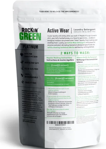 Miniatura 2 de Detergente para ropa Rockin' Green, Detergente en polvo para ropa a base de plantas, Detergente para ropa totalmente natural, Combate el olor vegano