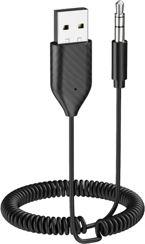 Smof Adaptador auxiliar a Bluetooth 5.2 Receptor Bluetooth de 0.138 in con micrófono incorporado entrada auxiliar para transmisión de música y
