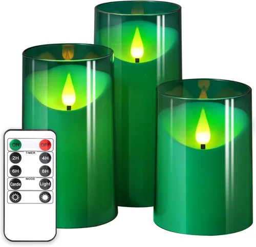 Miniatura 19 de NURADA Velas sin llama con temporizador remoto: vela de pilar LED de mecha 3D que funciona con pilas, juego de velas falsas de acrílico irrompible