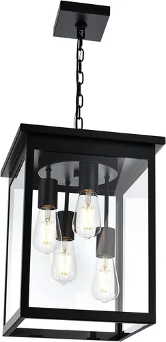 Miniatura 25 de TODOLUZ Lámpara Colgante de Exterior de 3 Luces Negra, Linterna Colgante Exterior Ajustable Luz de Porche
