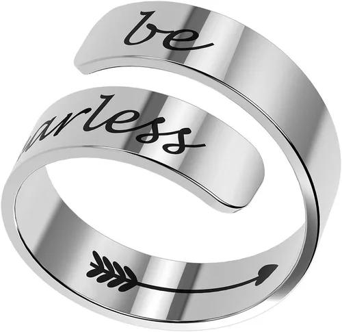 Miniatura 12 de HOFOYA Anillos inspiradores ajustables de acero inoxidable, anillos de grabado, joyería motivacional, graduación, San Valentín, regalos