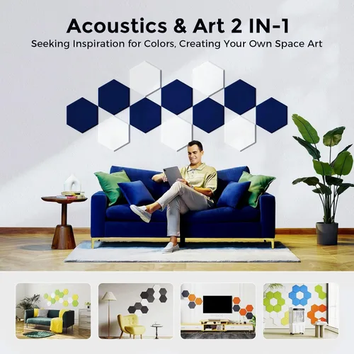 Miniatura 5 de Paneles acústicos autoadhesivos [390 lbs/yd³ de densidad ultra alta], panel de absorción de sonido de segunda generación, panel de sonido de nivel
