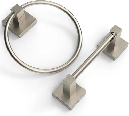 Miniatura 7 de Ruacq Soporte de papel higiénico de níquel cepillado, anillo de toalla, accesorios de baño, juego de accesorios de baño de doble poste giratorio