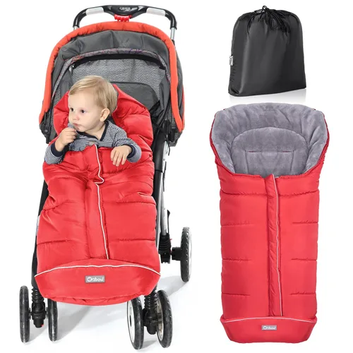 Miniatura 9 de Orzbow - Saco de dormir cálido universal para cochecito, bolsa de dormir para clima frío, piecera impermeable para niños pequeños (gris, grande)