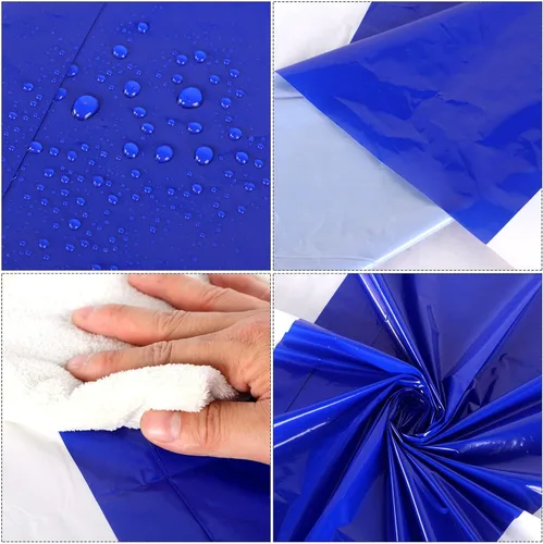 Miniatura 3 de Oudain 3 manteles desechables de plástico de 54 x 108 pulgadas, para mesas rectangulares, impermeables, para baby shower, boda, cumpleaños, Azul