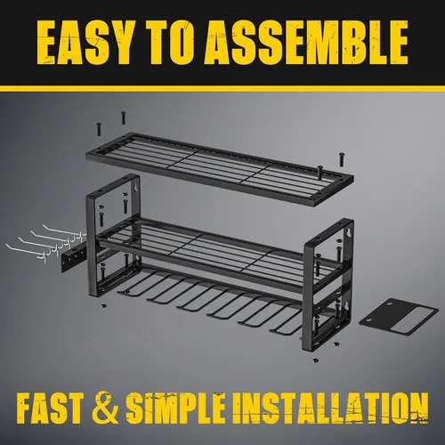 Miniatura 7 de Organizador de Herramientas Eléctricas de 4 Capas para Montaje en Pared, Soporte para Herramientas de Batería con Estante de Estación de Carga