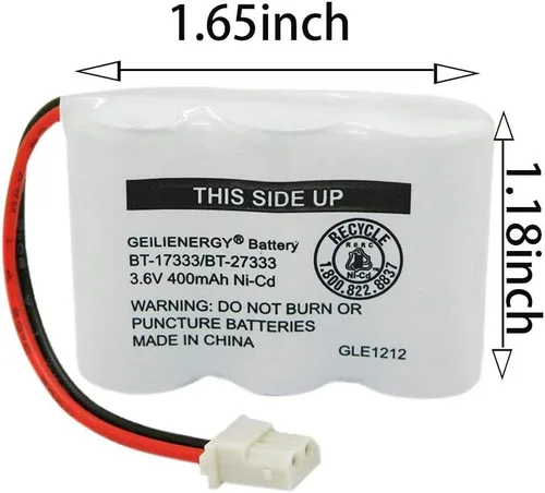 Miniatura 3 de BT-17333 BT-27333 - Batería recargable para teléfono celular 2/3AA 3.6V NI-CD, batería inalámbrica compatible con Vtech BT17333 BT27333 BT-17233
