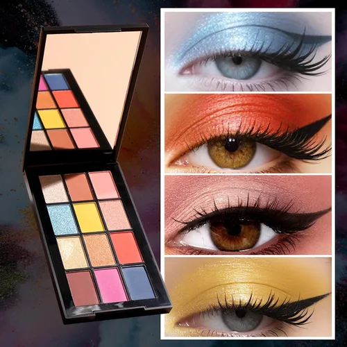 Miniatura 5 de DECENTNESS Paleta de sombras de ojos de 12 colores, tonos nude mate, pigmento brillante brillante, paleta de maquillaje profesional de larga Club