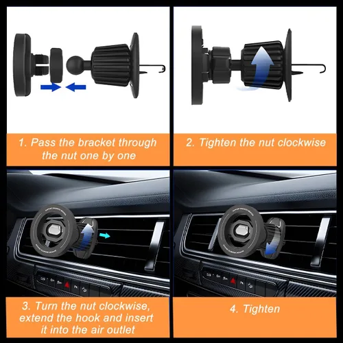 Miniatura 5 de Soporte magnético para teléfono de automóvil, rotación de 360° ajustable, cambiador de montaje de teléfono para vehículo con clip, soporte