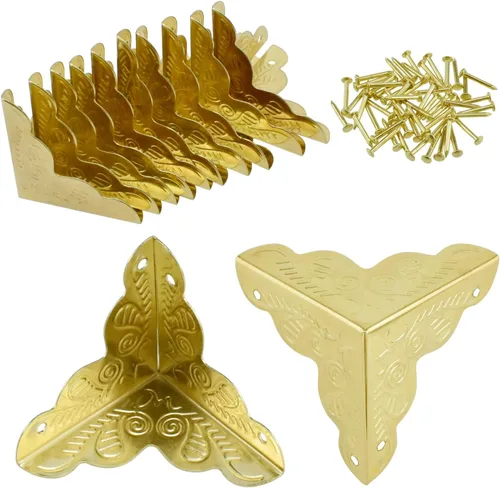 Miniatura 9 de SDTC Tech Paquete de 12 protectores de esquina de muebles de 1 x 1 pulgada, borde triangular de bronce antiguo, protector decorativo de esquina