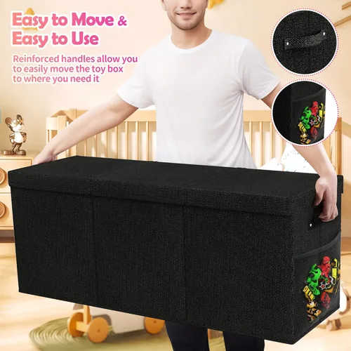 Miniatura 5 de Mabahoo Caja de juguetes extra grande, plegable y resistente para niños y niñas, 40 x 14 x 16 pulgadas, organizador de almacenamiento para niños