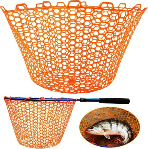 Miniatura 9 de Dovesun Red de Pesca de Goma, Red de Reemplazo Sin Mango, Redes de Pesca Transparentes Negras para Pesca de Mosca, Bolsa de Red de Aterrizaje