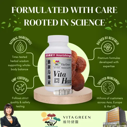 Miniatura 7 de Vita Green Suplemento para el crecimiento del cabello – Soporte herbario para adelgazamiento y canoso – Simula naturalmente los folículos