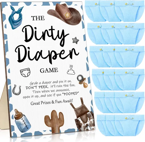 Miniatura 9 de Roowest 51 Piezas Juegos de Pañales Sucios para Baby Shower Letrero Divertido de Madera con 50 Piezas Mini Pañales de Fieltro Lindo para Fiesta