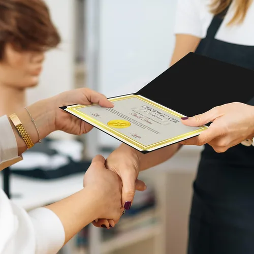 Miniatura 7 de Epakh Kit de 72 Piezas para Certificados Incluye 24 Portacedulas y 24 Papeles 24 Sellos de Reconocimiento de Lámina y Adhesivos Cubiertas para Negro