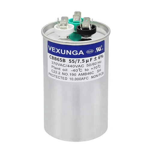 Miniatura 78 de VEXUNGA - 25/5 uF 25+5 MFD 370V o 440V Condensadores redondos de arranque dual 25 5 uF 370 440 Volt VAC CBB65 Condensadores para acondicionador