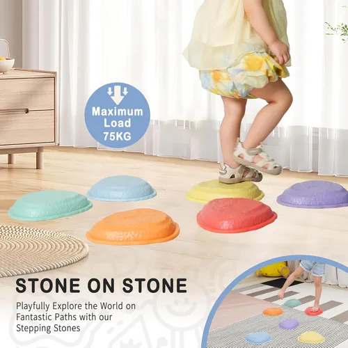 Miniatura 7 de makarci Escalones para niños, 6 piezas de juguetes sensoriales para niños, coordinación y habilidades motoras, juego de equilibrio para interiores