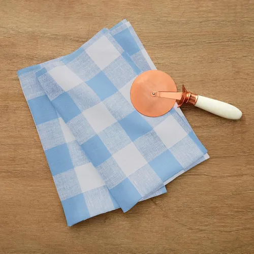 Miniatura 3 de Solino Home Blue Bell Linen - Juego de 2 paños de cocina de lino 100% puro a cuadros de 16.5 x 26.5 pulgadas con lazo para colgar, paño de cocina
