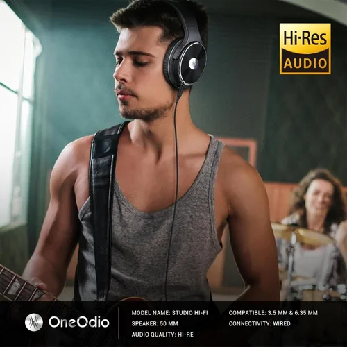 Miniatura 2 de OneOdio - Auriculares con cable para diadema con aislamiento de ruido, doble conector, profesionales para estudio, monitorización y mezclas