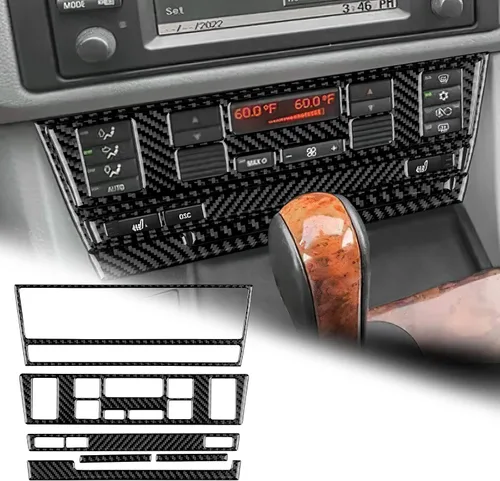 Miniatura 14 de AIRSPEED Para BMW M5 E39 Cubierta del marco de la caja del reposabrazos de la consola central, calcomanía de fibra de carbono accesorios interiores