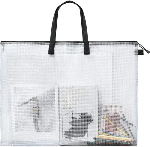 Outus 1 funda de arte de 19 x 25 pulgadas, bolsa de almacenamiento transparente, carpeta de cartera con mango negro y organizador de carpetas con