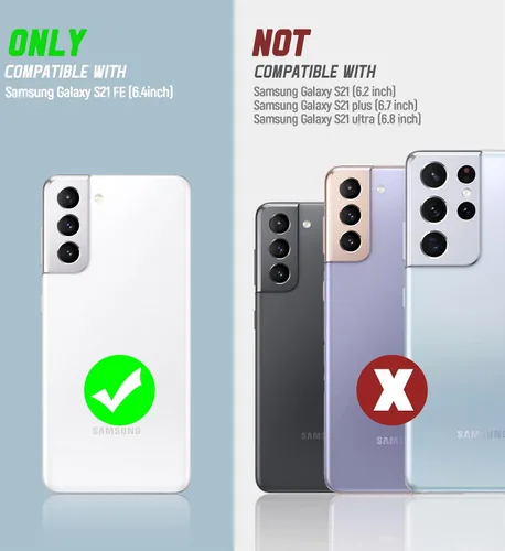 Miniatura 2 de Oterkin Funda para Samsung Galaxy S21 FE, resistente a prueba de golpes de grado militar con soporte y protector de pantalla de vidrio templado