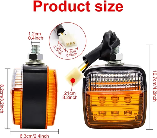 Miniatura 7 de Ourbest Luces LED de pedestal de doble cara, señal de giro, lámpara lateral de ancho para remolque de carga resistente, semi camión, amarillo