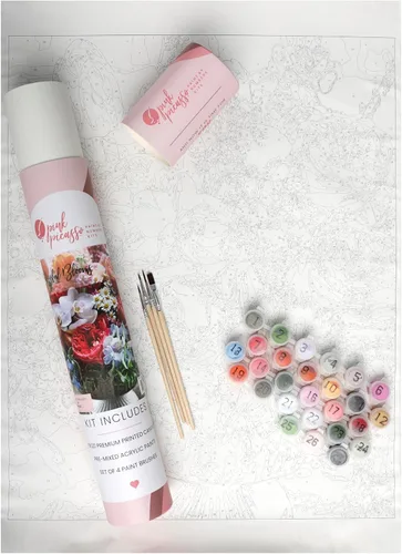 Miniatura 4 de Pink Picasso Kit de Pintura Floral Botánica por Números para Adultos y Adolescentes Juegos de Kits de Pintura Acrílica DIY en Lienzo 16x20