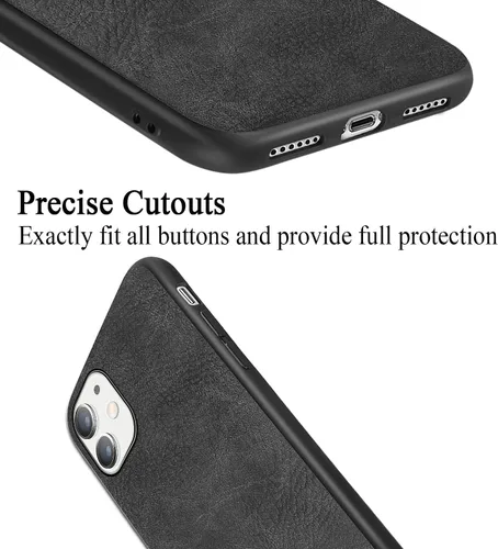 Miniatura 5 de Funda para iPhone 11, delgada de piel sintética vintage a prueba de golpes, ligera, de alta calidad, suave, TPU, carcasa protectora híbrida de PC