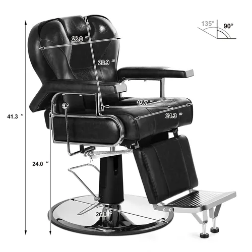 Miniatura 2 de Artist hand Silla de peluquería reclinable resistente con reposacabezas y reposapiés, silla giratoria de 360 grados, equipo de belleza para Negro