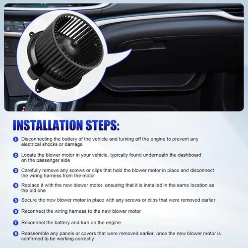 Miniatura 7 de Motor de ventilador compatible con 2005-2015 Nissan Armada, 2004-2008 Nissan Titan, 2004-2010 Infiniti QX56. Motor de ventilador de calefacción
