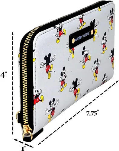 Miniatura 2 de Disney Cartera de mano Mickey Minnie Mouse Winnie Pooh con cremallera de piel sintética, Mickey Mouse Gris