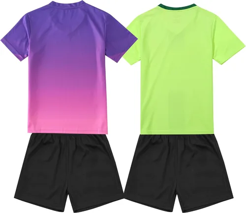 Miniatura 2 de Paquete de 2 camisetas de fútbol y pantalones cortos para niño, de secado rápido, uniforme de entrenamiento de equipo deportivo