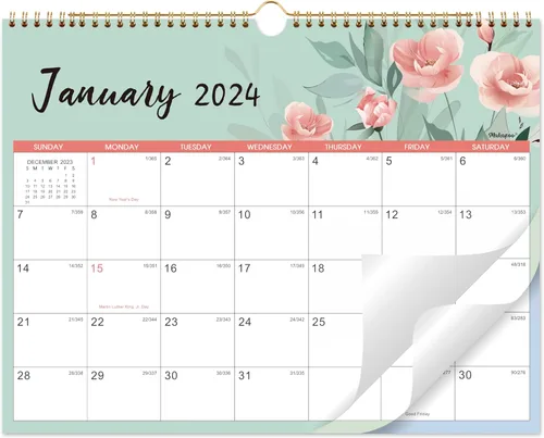 Calendario 2024 – Calendario de pared 2024, 12 calendario mensual 2024 de enero de 2024 a diciembre de 2024, calendario de pared 2024 con