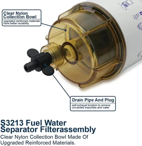 Miniatura 5 de Reemplaza el separador de agua de combustible con filtro de combustible YINNCKE S3227 con cuenco transparente para motor fuera de borda marino