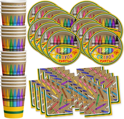 Miniatura 11 de Juego de suministros de fiesta de cumpleaños para pintura de artista, platos, servilletas, tazas, kit de vajilla artística para 16