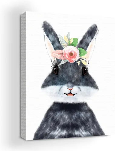 Miniatura 17 de Mavis Print - Lienzo decorativo para pared con diseño de conejo/conejo, 36 x 36 pulgadas, decoración de pared de animales impresos en HD y marco