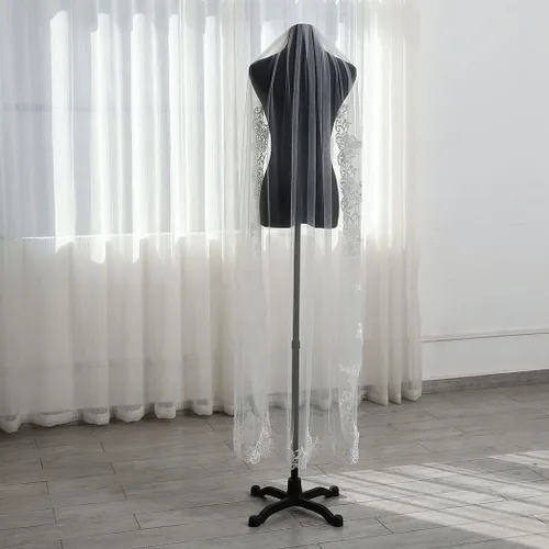 Miniatura 6 de Latious Velos de novia de encaje blanco de 1 nivel, velo de novia floral, velos largos de tul con peine, velos catedrales para novias y mujeres
