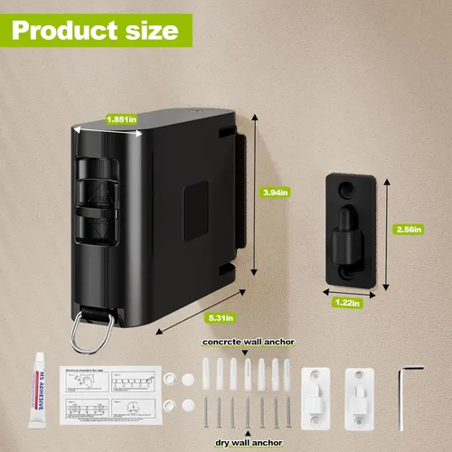 Miniatura 2 de Tendedero retráctil de TPU de 13.9 pies para interiores y exteriores, línea de secado resistente al viento para montar en la pared con agujeros Negro