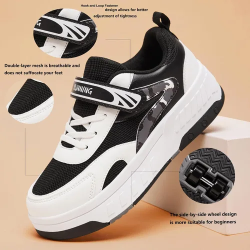 Miniatura 5 de Patines de verano con malla transpirable de 4 ruedas para niños, zapatos con ruedas para niños y niñas, zapatillas deportivas elegantes, duraderas