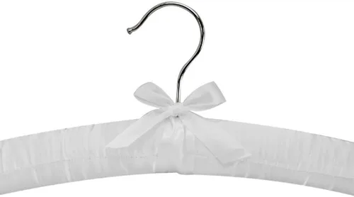 Miniatura 2 de 6 perchas acolchadas de satén liso blanco de 15 pulgadas de largo para vestido, lencería nupcial