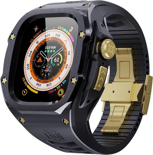 Miniatura 12 de VeveXiao - Funda resistente con correa compatible con Apple Watch Ultra 2 bandas de 49mm, funda protectora de metal con correa de repuesto de goma