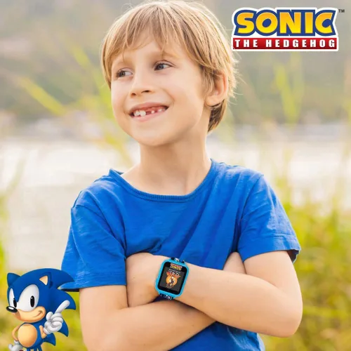 Miniatura 2 de Accutime Reloj inteligente educativo SEGA Sonic The Hedgehog azul con pantalla táctil para niños, niñas y niños pequeños, 40 mm, Moderno Velocidad