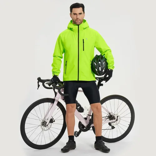 Miniatura 6 de BALEAF Chaqueta impermeable de ciclismo para hombre, rompevientos, plegable, equipo de correr, ligero, reflectante