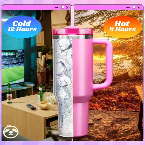 Miniatura 5 de Hey, Stan Vaso de 40 onzas con asa y popote Botella de agua reutilizable de acero inoxidable con aislamiento térmico Taza de viaje apta