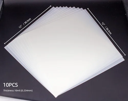 Miniatura 2 de 10 hojas de plantillas de Mylar en blanco de 10 mil, hojas de plantillas en blanco de PET translúcido lechoso de 12 x 12 pulgadas