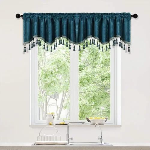 Miniatura 42 de Cortinas de doble cara de felpilla para cortina de cocina, cenefa para sala de estar