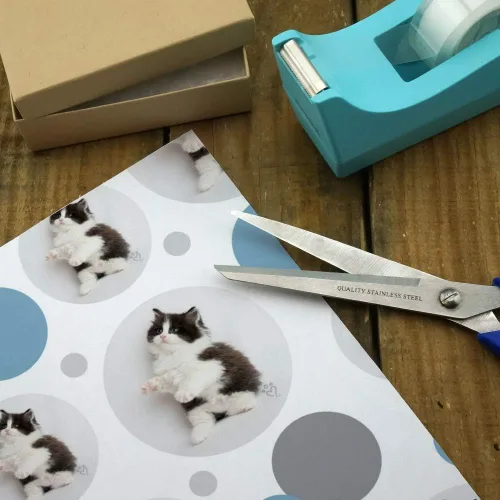 Miniatura 3 de GRAPHICS & MORE Rollo de papel de regalo de alta calidad con diseño de gato persa y blanco