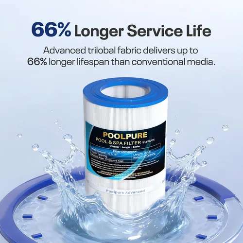 Miniatura 5 de POOLPURE Filtro de piscina PAP75 sustituye a Pentair CC75, PAP75, Pentair Clean & Clear 75, Ultral-C2, R173214, 59054100, Unicel C-9407, Filbur